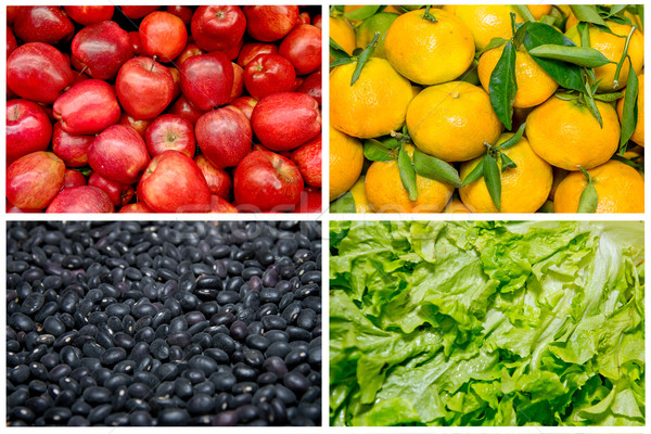 Summer fruits and vegetables, colorful four way collage Stock photo © pxhidalgo