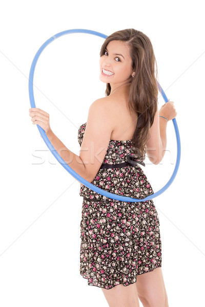 Young attractive woman holding hula hoop Stock photo © pxhidalgo