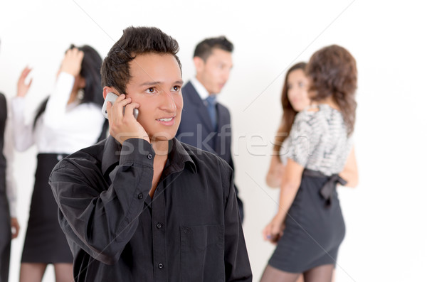 Businessman using a cellphone with peers Stock photo © pxhidalgo