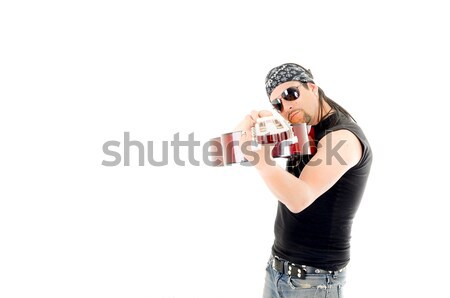 Awesome guitar player holds guitar with passion Stock photo © pxhidalgo