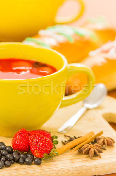 \Ecuatorian dish colada morada and guaguas de pan Stock photo © pxhidalgo