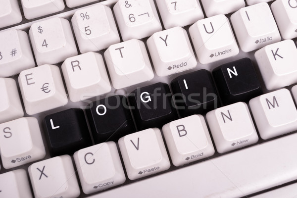 Woord inloggen geschreven zwarte sleutels Stockfoto © pxhidalgo