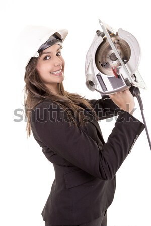 Woman holding circular saw Stock photo © pxhidalgo