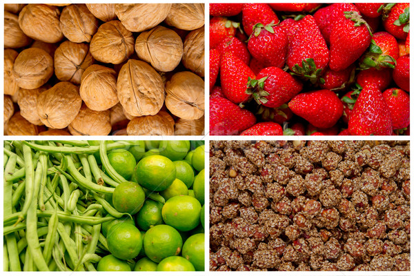 Summer fruits and vegetables, colorful four way collage Stock photo © pxhidalgo