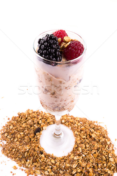 yogurt with muesli and berries in a glass Stock photo © pxhidalgo