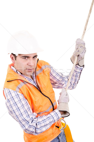 adult man wearing safety equipment descending a rope Stock photo © pxhidalgo