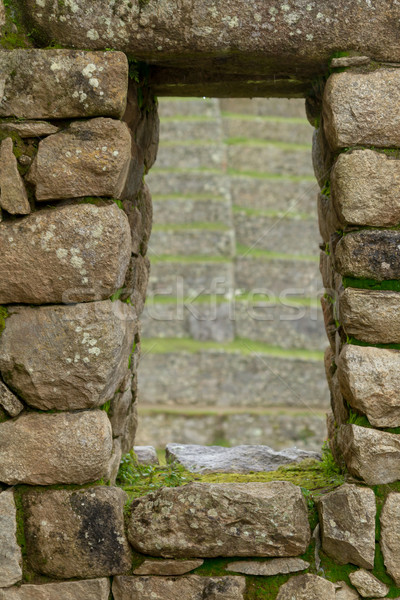 Inka ablak kőfal építkezés fal természet Stock fotó © pxhidalgo