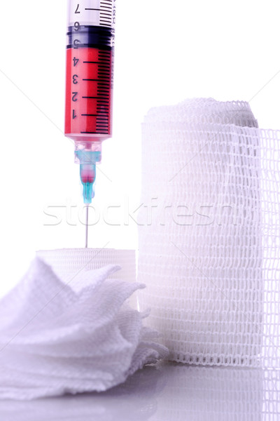 Syringe. Round Gauze Ball and Bandage Stock photo © pxhidalgo