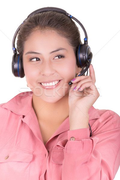 Stock foto: Weiblichen · latino · Kunden · Vertreter · Headset · Business