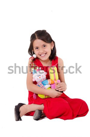 Inocente little girl jogar boneca cara feliz Foto stock © pxhidalgo