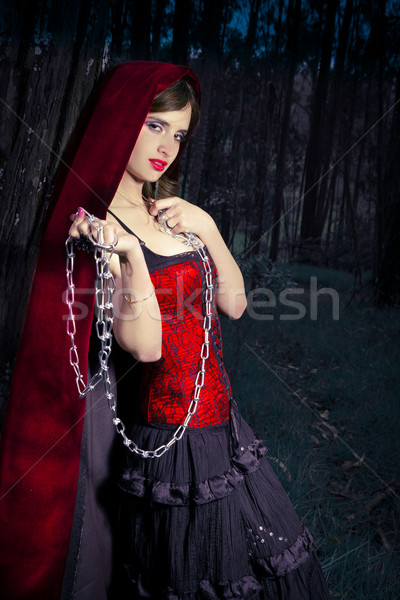 Little Riding Red Hood standing in the woods Stock photo © pxhidalgo