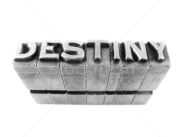 Stock photo: Destiny sign, antique metal letter type isolated