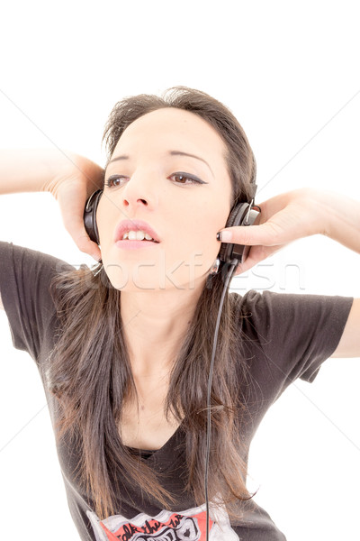 portrait of woman with headphones music Stock photo © pxhidalgo