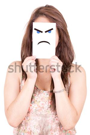 Pretty Young Woman with wink happy Emoticon Stock photo © pxhidalgo