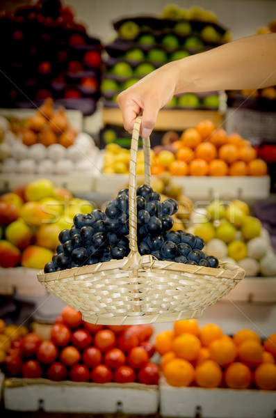 Basket of grapes in the market Stock photo © pxhidalgo