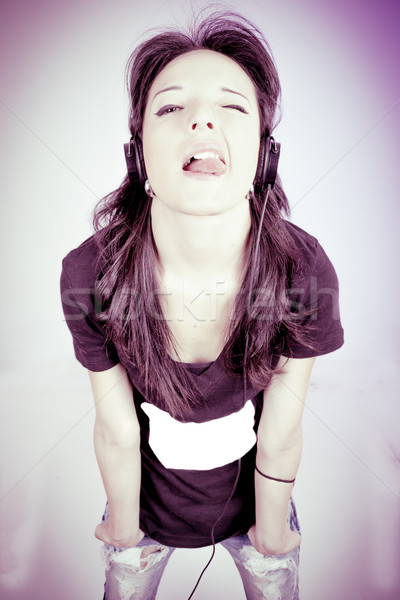 Jovem beautiful girl feliz ouvir música música cara Foto stock © pxhidalgo