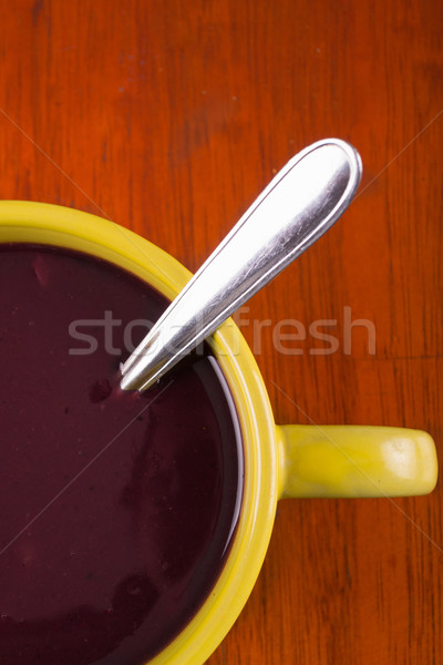 Traditional Ecuatorian dish, colada morada on yellow pot Stock photo © pxhidalgo