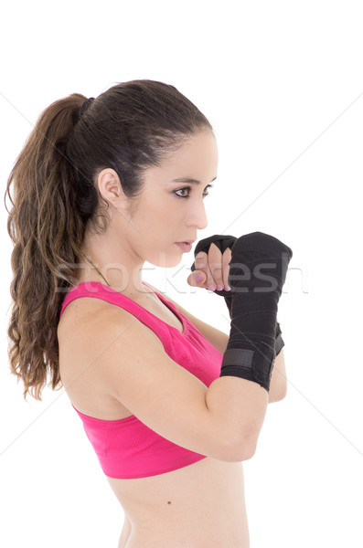 Stockfoto: Fitness · vrouw · bokshandschoenen · bokser · boksen · handen