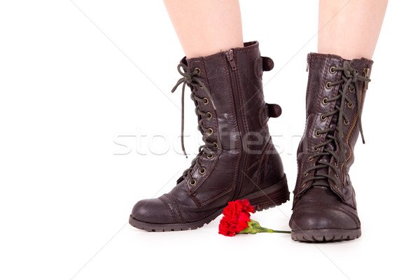 Laarzen vrouw witte mode schoenen voeten Stockfoto © pxhidalgo