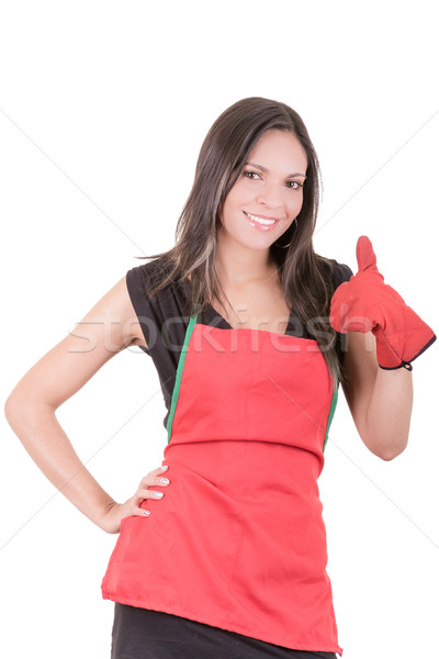 Young woman cooking, isolated on white background Stock photo © pxhidalgo