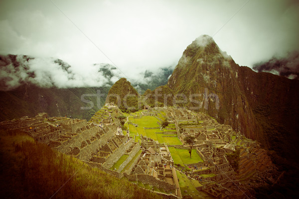 Geheimnisvoll Stadt Machu Picchu Peru Farbe Gebäude Stock foto © pxhidalgo