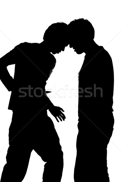 силуэта атаковать ножом насилия изолированный белый Сток-фото © pxhidalgo