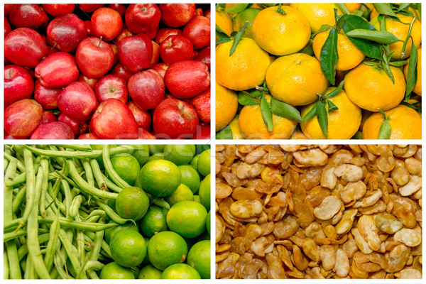 Stock foto: Collage · frisches · Obst · Gemüse · Essen · Apfel · Sommer