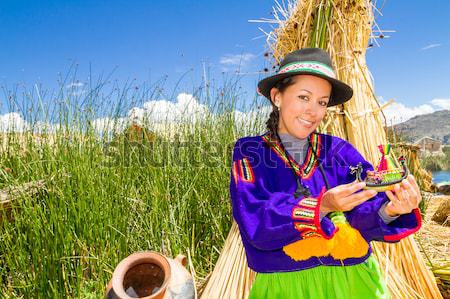 Stock photo: latin woman in national clothes. Peru. s. america
