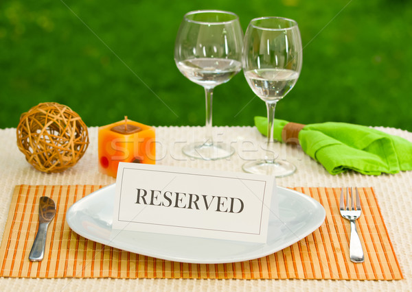 Reserved sign in dinner plate Stock photo © pxhidalgo