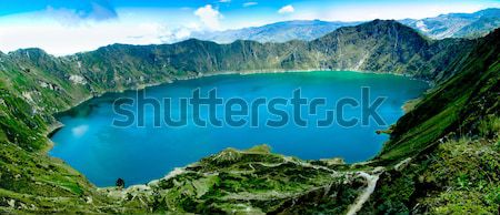 Volcano crater lake panorama, Quilotoa, Ecuador Stock photo © pxhidalgo