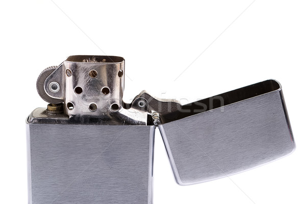Silver metal zippo lighter isolated on white Stock photo © pxhidalgo