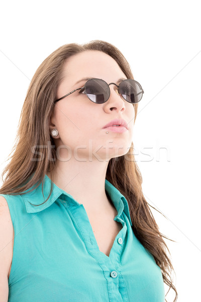 Woman with sunglasses - isolated over a white background Stock photo © pxhidalgo