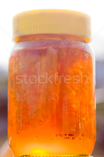 Natuurlijke honing jar paneel honingraat bloem Stockfoto © pxhidalgo