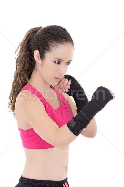 Stockfoto: Fitness · vrouw · bokshandschoenen · bokser · boksen · handen