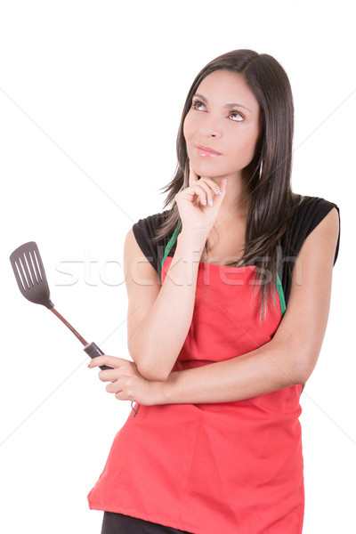 Young woman cooking, isolated on white background Stock photo © pxhidalgo