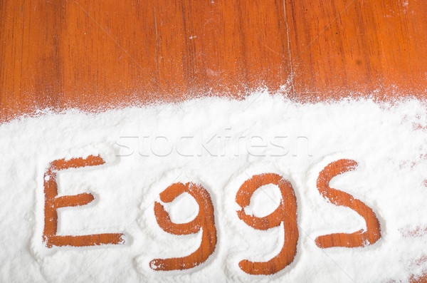 Eggs sign, Flour Artwor Stock photo © pxhidalgo