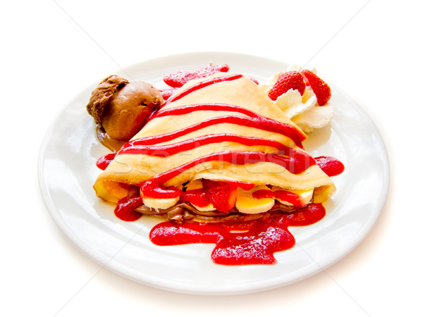 Strawberry Banana Crepe with Chocolate syrup Stock photo © pxhidalgo