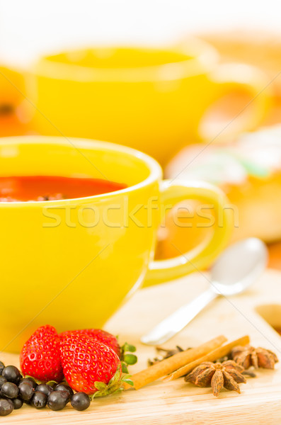 \Ecuatorian dish colada morada and guaguas de pan Stock photo © pxhidalgo