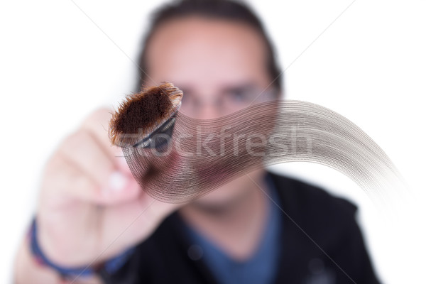 Businessman holds a marker and writes in air, suitable to add your own graph Stock photo © pxhidalgo