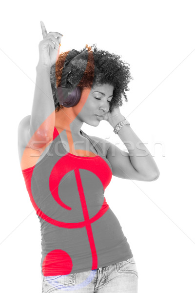 Fiatal vonzó afroamerikai nő tánc fejhallgató zene Stock fotó © pxhidalgo