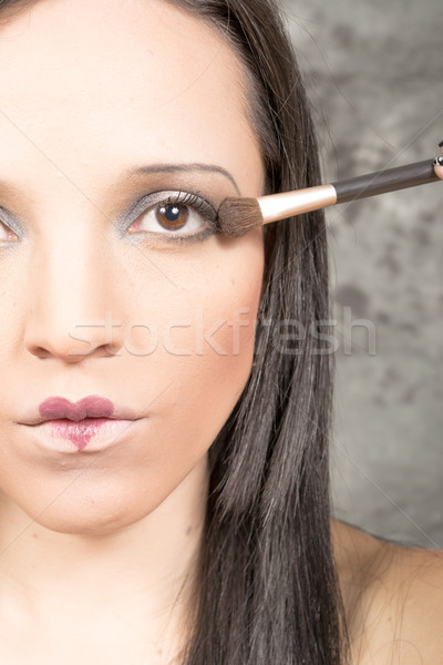 Makeup. Make-up. woman applying Stock photo © pxhidalgo