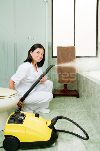 Professionele schoonmaken dame schone glimlach vrouwen Stockfoto © pxhidalgo