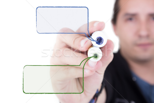 Young businessman is drawing text rectangles template Stock photo © pxhidalgo
