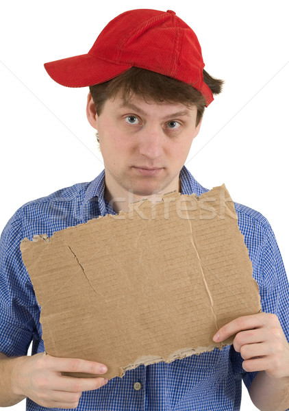 Man in red baseball cap and  tablet Stock photo © pzaxe