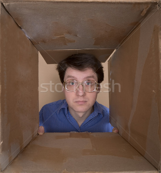 Man portrait inside carton box Stock photo © pzaxe