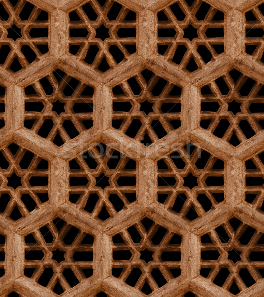 Seamless Indian pattern - brown sandstone grill on black backgro Stock photo © pzaxe