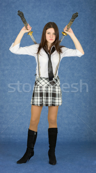 Girl with the two japanese swords Stock photo © pzaxe