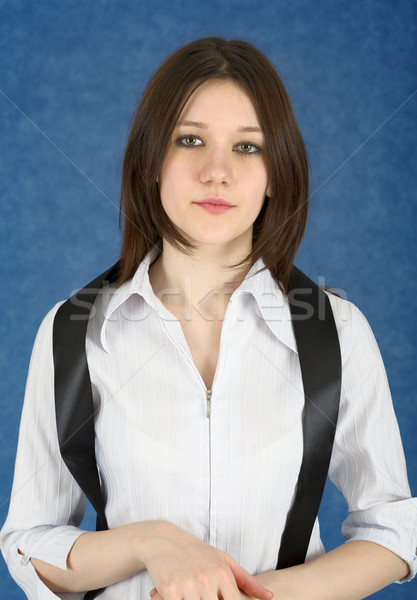 Młoda kobieta czarny wstążka portret włosy Fotografia Zdjęcia stock © pzaxe