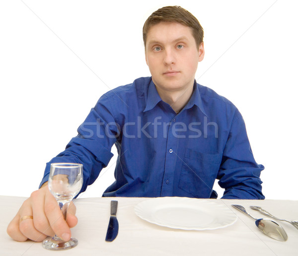 Convidado restaurante óculos branco homem azul Foto stock © pzaxe