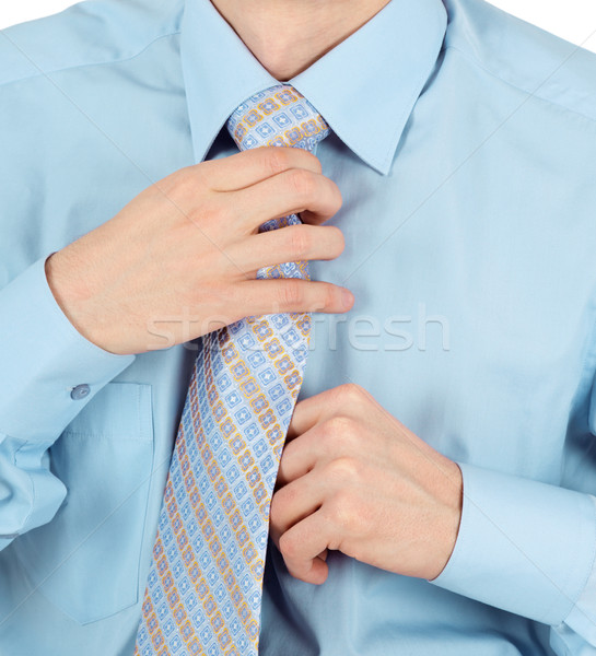Homem de negócios belo novo amarrar negócio mãos Foto stock © pzaxe